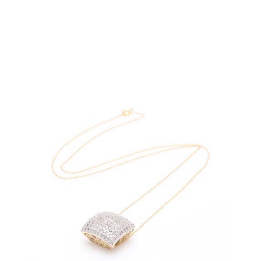 14K Diamond cushion pendant slide necklace